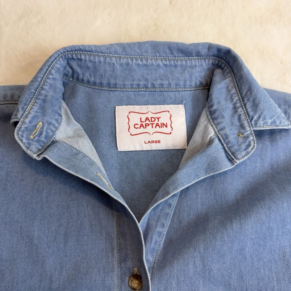 Lady Captain Luckenbach Chambray Mini Dress Long Sleeve Women’s L - Picture 11 of 15